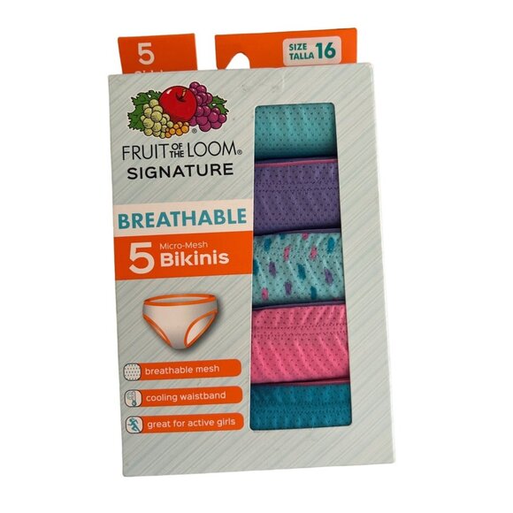 Girls Breathable Fruit of the Loom Bikini Panties Size 16 - Picture 2 of 3